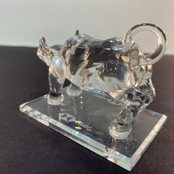 HSBC Bull Ox Oxen Steer Crystal Figurine Red Eyes RARE HTF 3 x 2 x 2.5" - Picture 9 of 10